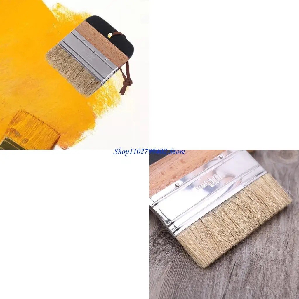 547F Wide Flat Chalk & Wax Finishing Brush Handle Natural Bristle Brush for Hobby Paint, Faux & Wax Finishing,Stenciling