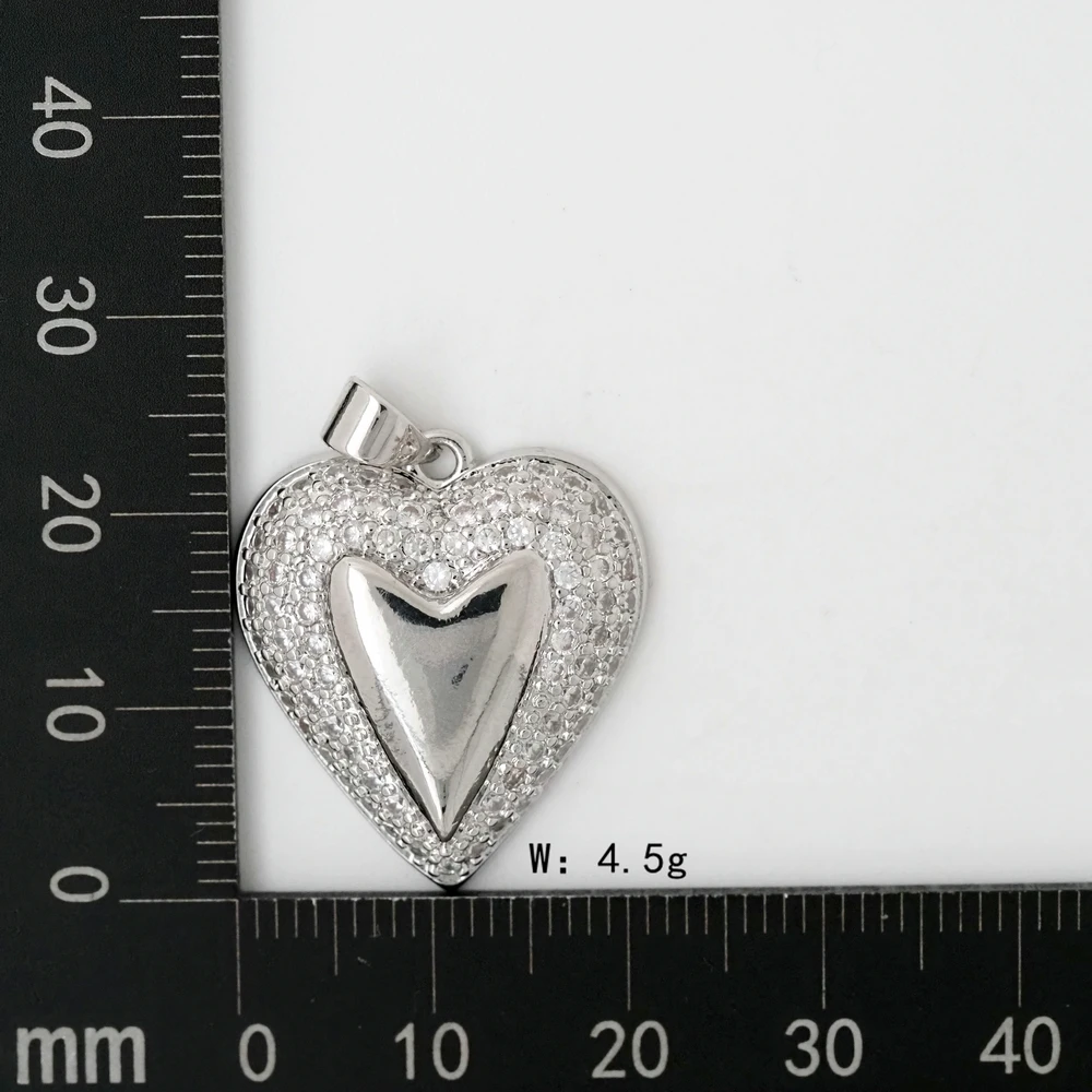 Fashion Clear Zircon Pave Silver Plated Heart Charms Necklace Jewelry Gift image 6