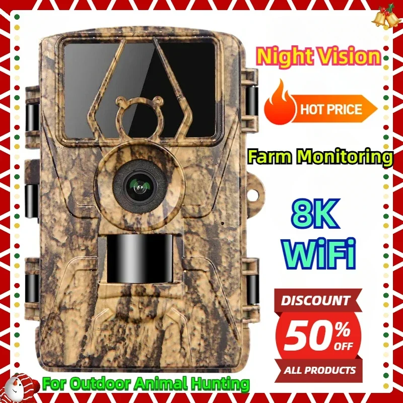 

For Outdoor Animal Hunting Night Vision and Farm Monitoring 8K WiFi Waterproof Trail Camera PR801 60MP