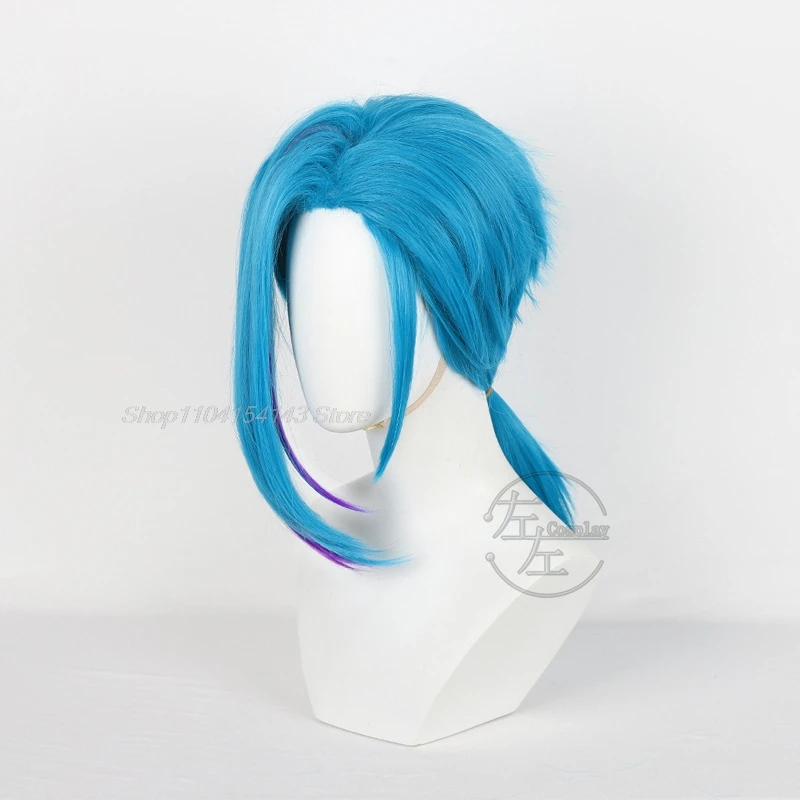 Vi Jinx Cosplay Wig Arcane Season 2 Vi 45cm Black Hair Jinx 45cm Blue Hair Women Men Halloween LOL Role Play Wig + Wig Cap