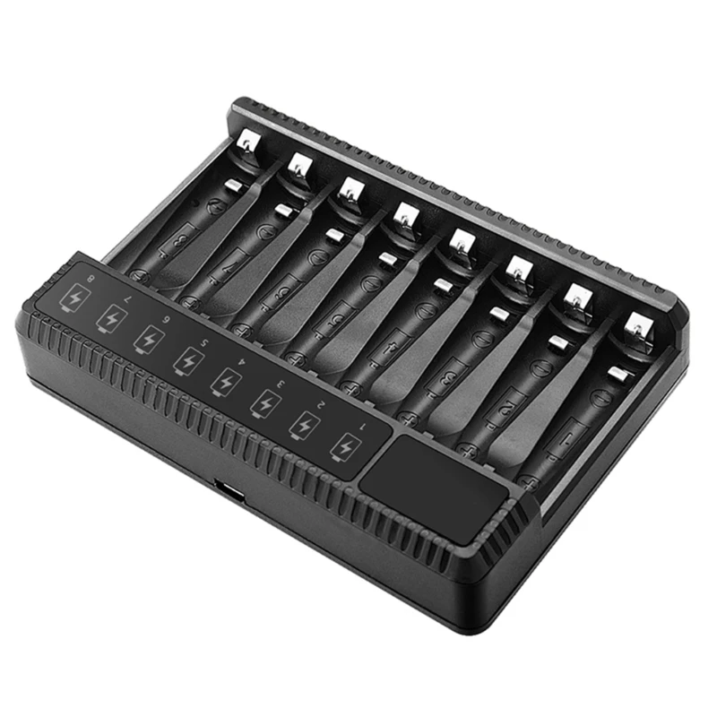 High-Speed Charging 8 Bay LCD Battery Independent Slot for AA AAA