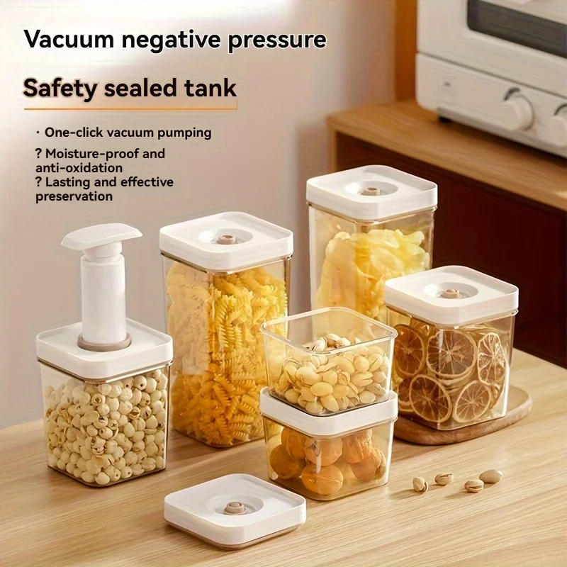 

Vacuum Seal Container Moisture-Proof Food Storage Container with Dustproof Lid for Coffee Beans Cereals Rice Storage Box
