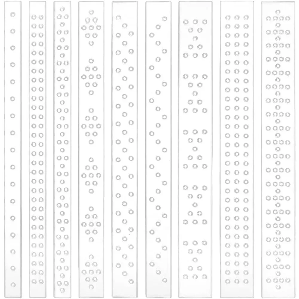 9Pcs Acrylic Leather Punch Tool 3 Widths and Rivet Spacing Templates Spacing Guides for Dog Collars Belts Hole Punchings