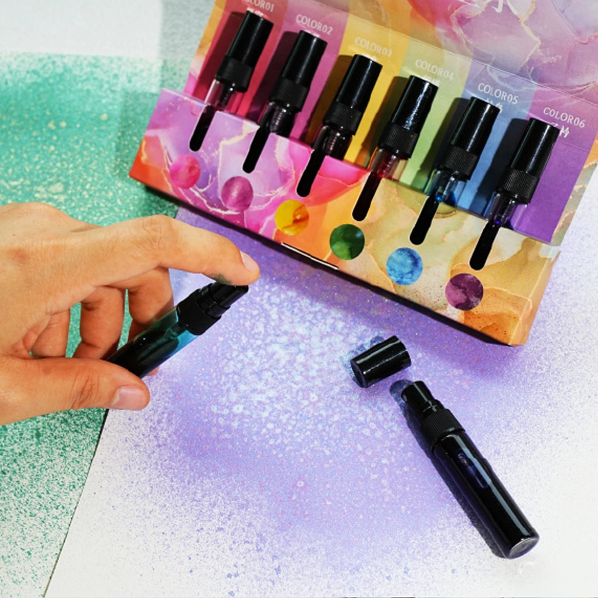 Juego de 6 tintas en aerosol con polvo dorado, tonos brillantes apilables que no se desvanecen, para pintura de grafiti, decoración de cuadernos, manualidades DIY