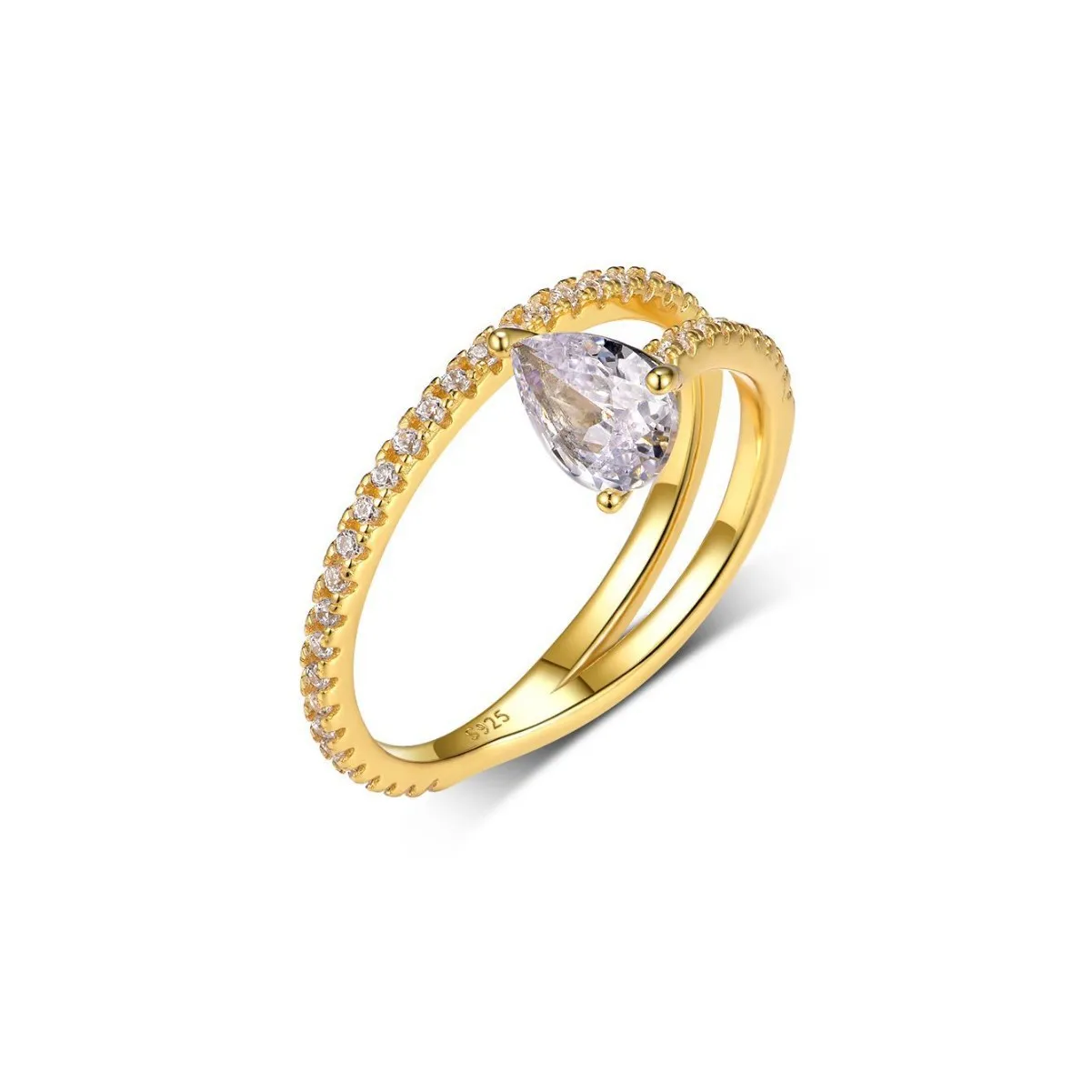 

Versatile and luxurious morganite drop ring in floral crown style, golden and shiny, suitable for women, best-selling LMR0145