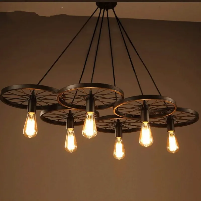 Russia Pendant Light Vintage Industrial Lamp Nordic Metal Wheel Lights Loft Dining Room Lighting for Chirstmas Wedding Decor