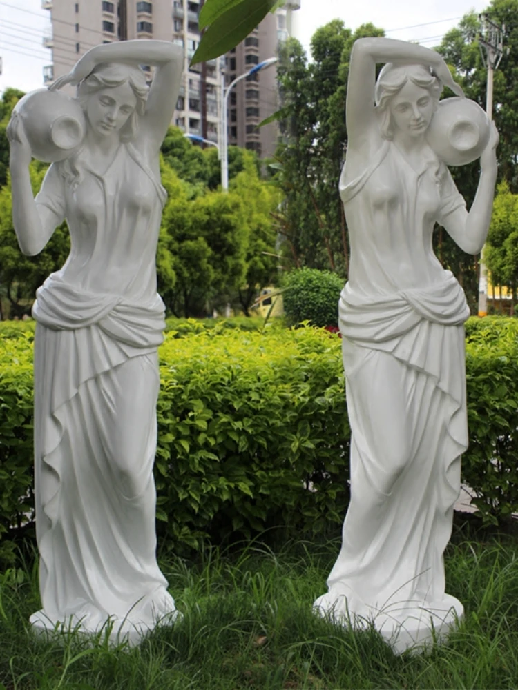 European Style Lady Sculptured Ornaments Carrying Pot Lady Waterscape Fountain Home Community Garden Hotel Sculpture