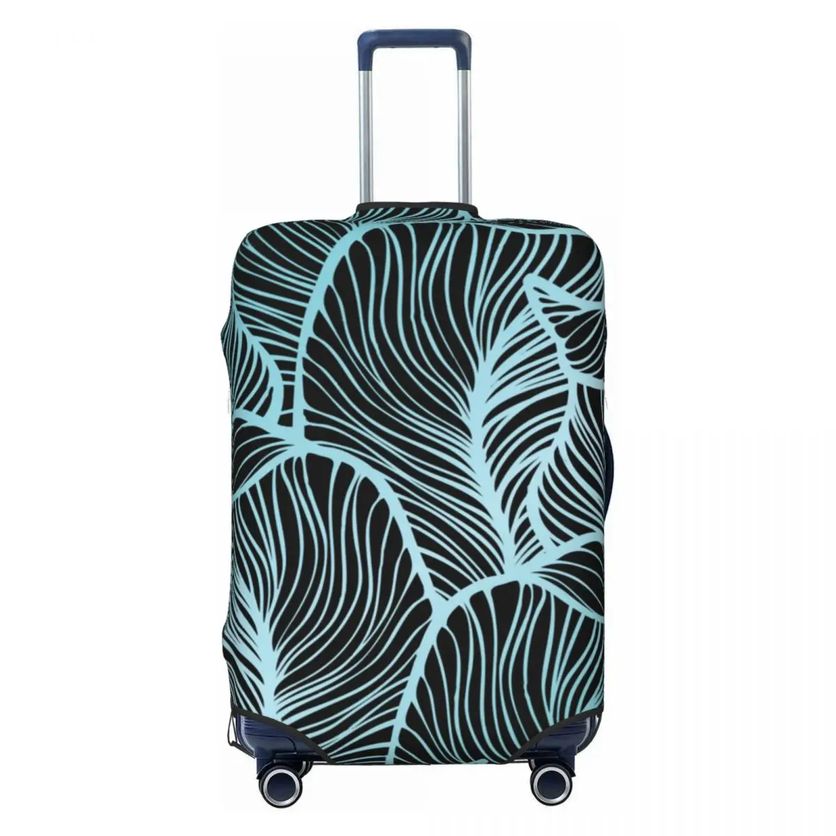 Blue Leaves Print Suitcase Cover Flight Abstract Nature Forest Elastic Luggage Supplies Cruise Trip Protector