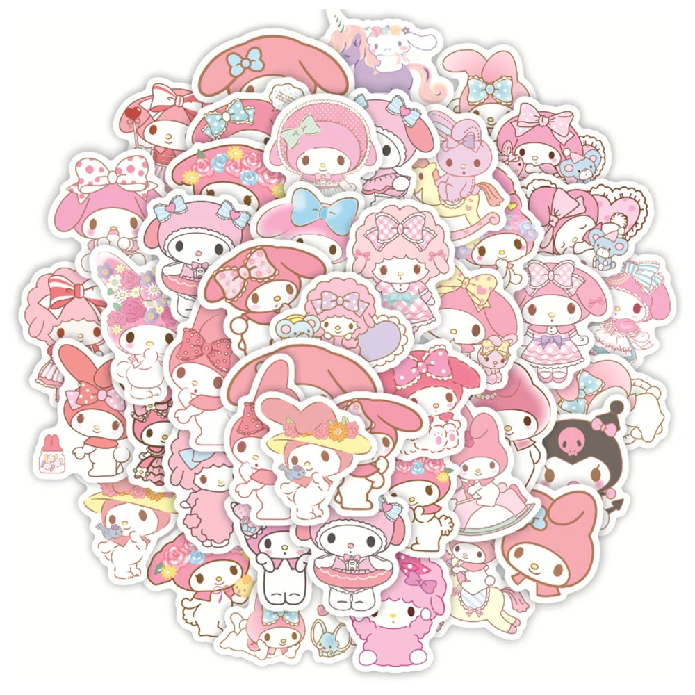 Pegatinas Kawaii My Melody para niños, calcomanías de dibujos animados para ordenador portátil, guitarra, teléfono, motocicleta, equipaje, coche, 10/20/40 piezas