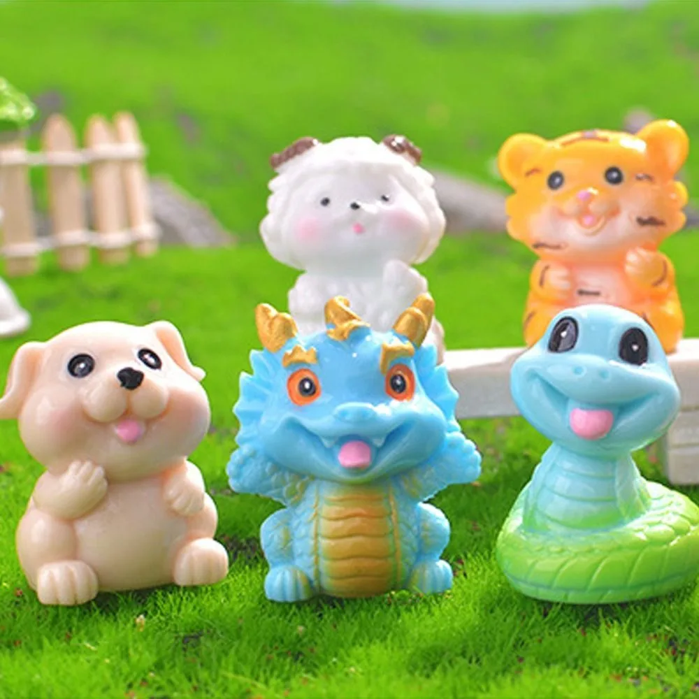 

Cute Mini Twelve Zodiac Figurines Resin Crafts DIY Zodiac Figurines Miniature Handmade Cartoon Micro Landscape Decoration
