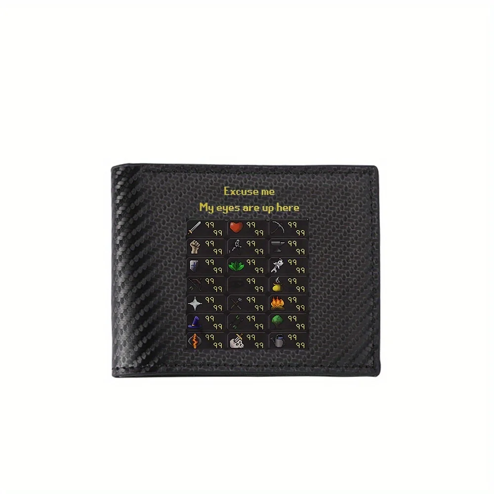 Skill Icons With Level 99 Display Men's Wallets Simple Business Modern Stylish Printing Design Gifts For Father Boyfriend Christ