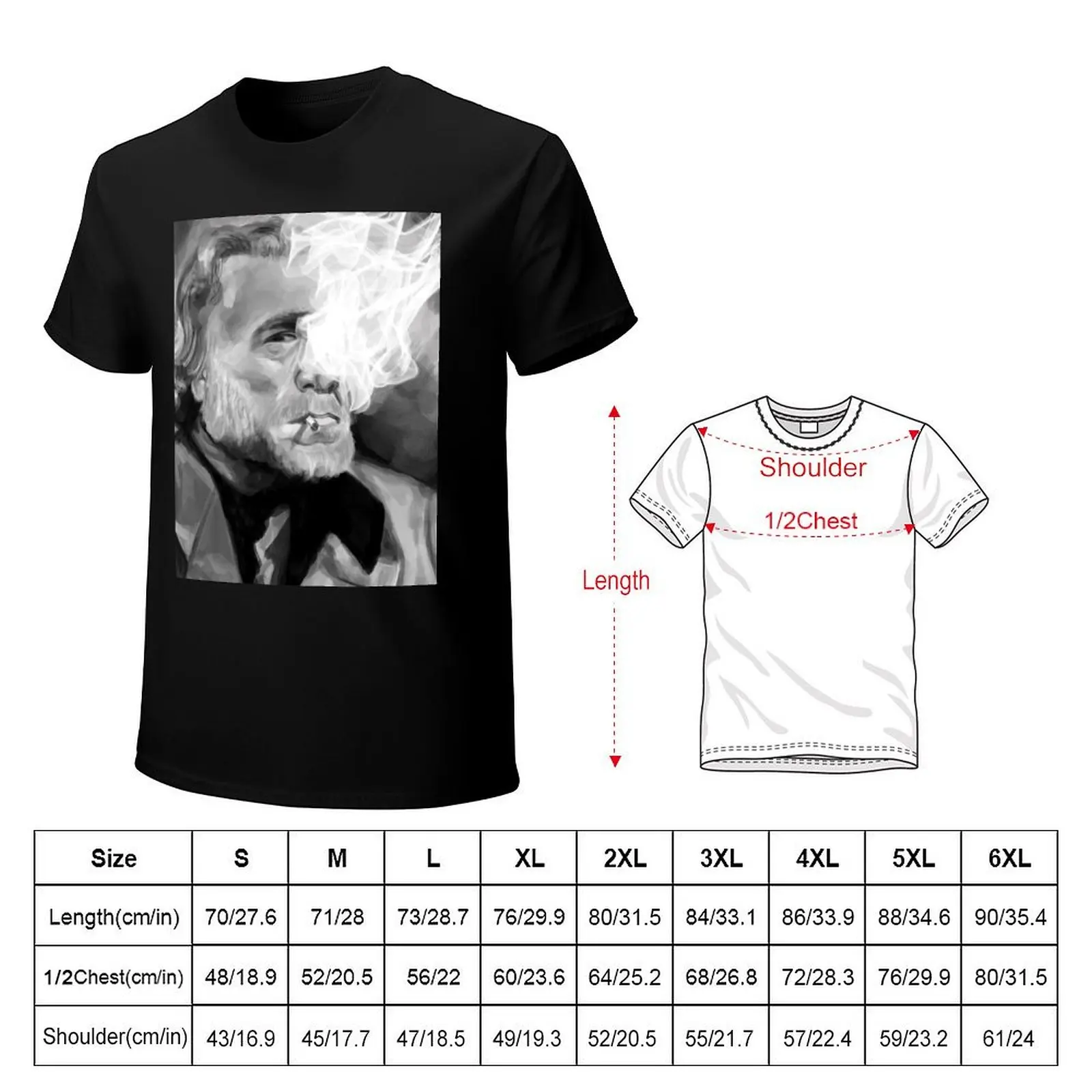 Bukowski black and white digital painting T-Shirt Sporty Casual Quick Dry T-Shirt