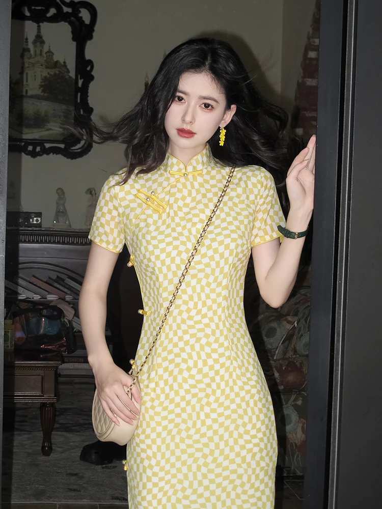 

Желтые брюки-чинос в стиле ретро, облегающие, средней длины, для повседневной носки, с эффектом похудения, высокое качество, новинка, китайский стиль