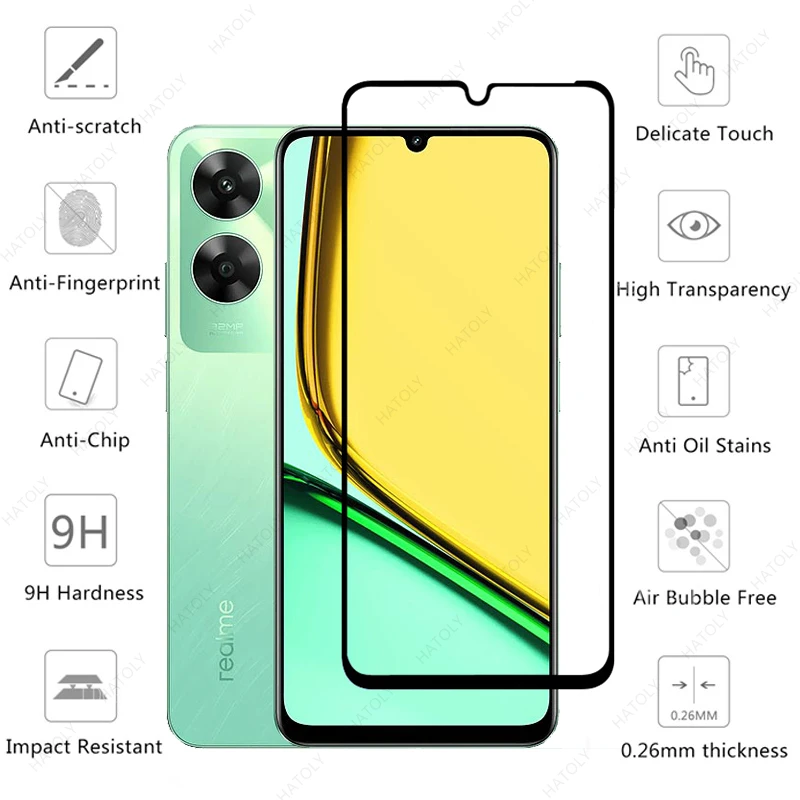 Tempered Glass for Realme C61 Glass for Realme C61 Glass Film Screen Protector Mobile Phone HD Camera Len Film for Realme C61