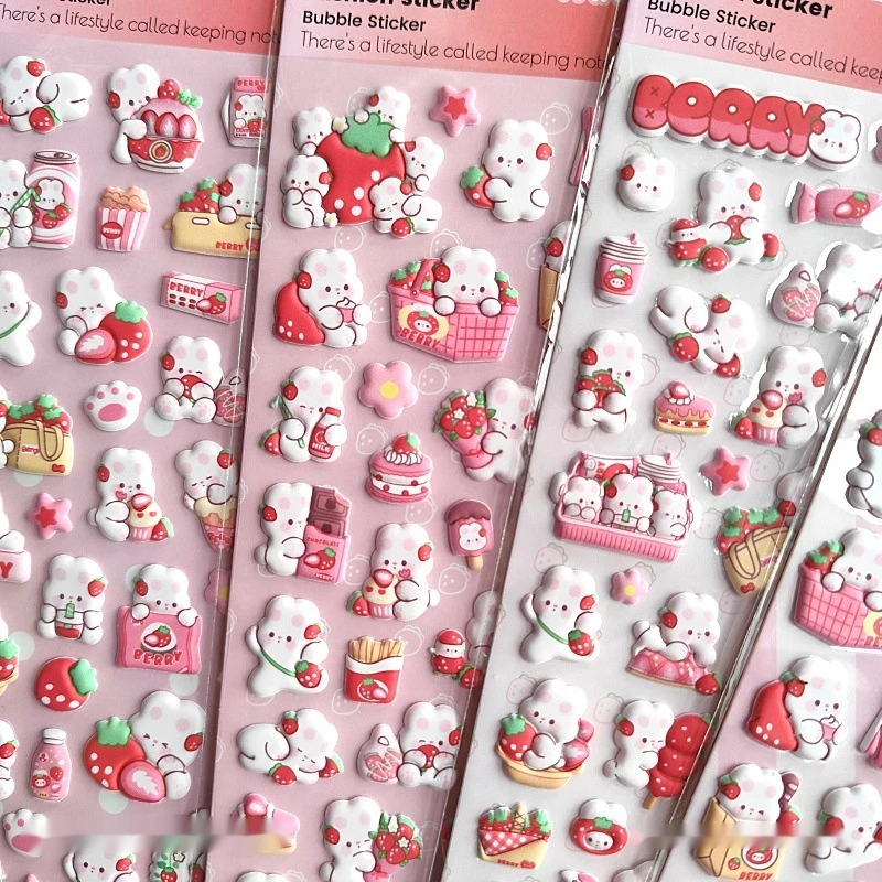 4Pcs Kawaii 3D Stickers Cartoon DIY Stationery Stickers for DIY Book Notebook Nail Phone Case Scrapbooks Calendars