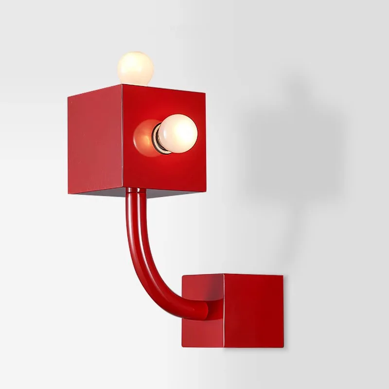 

Bauhaus medieval art creative living room background wall aisle corridor bedroom bedside red wall lamp