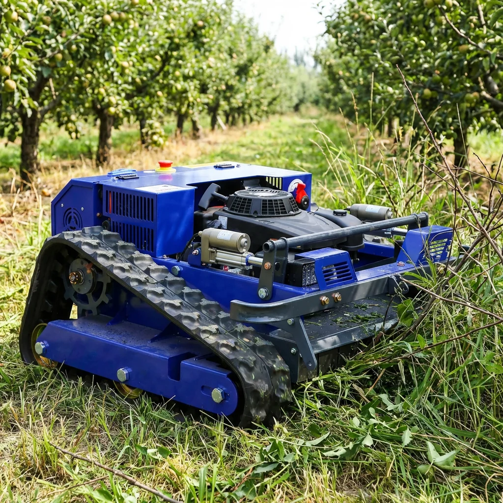 Industrial Grade Self Propelled Petrol Powered Electric Start 190cc Reliable Vineyard Weeding Tracked Remote Control Lawn Mower