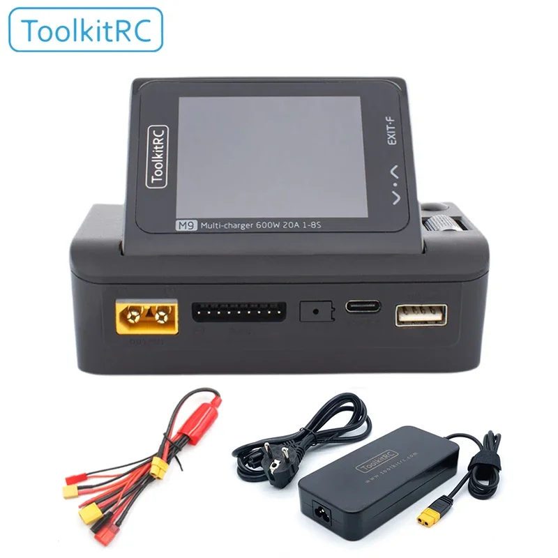 

NEW ToolkitRC M9 600W Multifunction Fast Smart Balance Charger Adjustable Screen Angle with Audio Function for 1-8S Lipo Battery