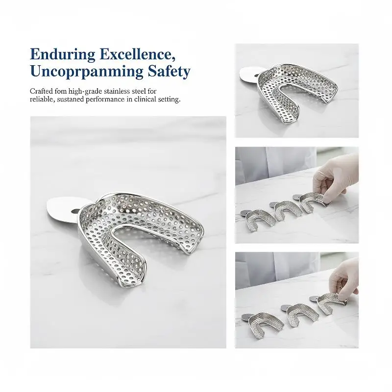 6Pcs Dentistry Impression Trays Stainless Steel Autoclavable Upper Lower Teeth Mold for Night Guard Making