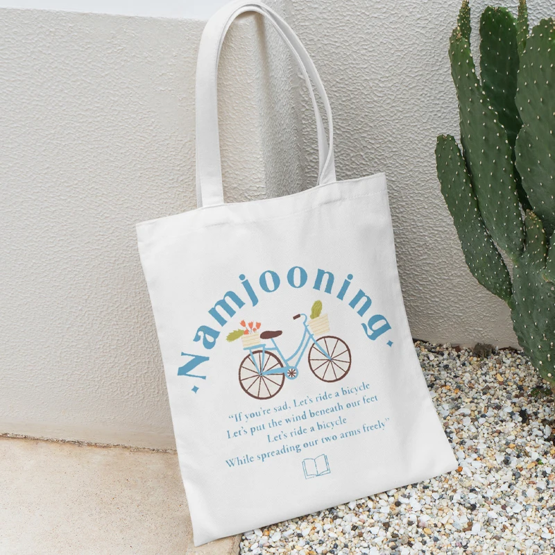 Namjooning Printed Canvas Pouch Casual Large Handbag Women\'s Environmental Shopping Handbag Large Capacity Bag Washable Pouch