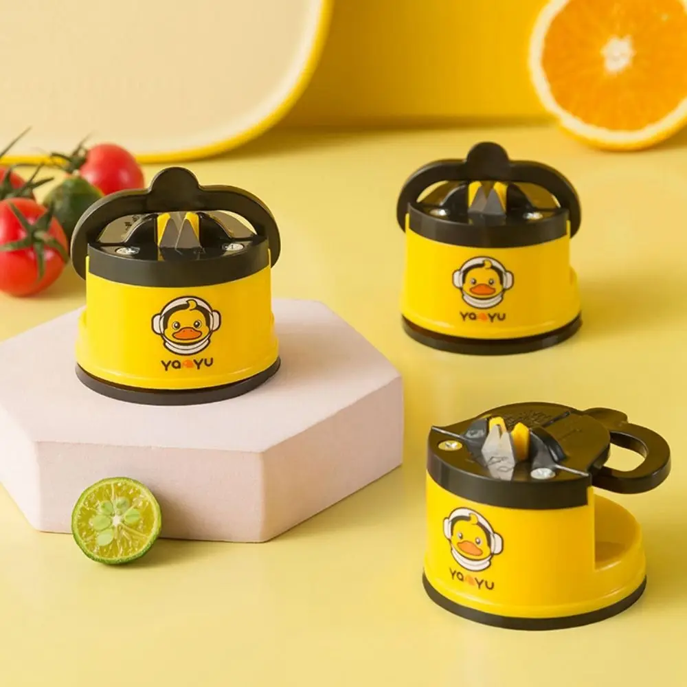 

Multifunctional Little Yellow Duck Whetstone Non-slip Base with Suction Cup Kitchen Sharpener Durable Portable