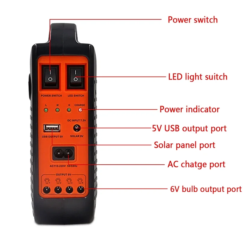 Protable Solar Light USB Charger FM Blutooth Radio Solar Panel Power Generator Kit + 3 LED Bulb Emergency Outdoor Camping Light