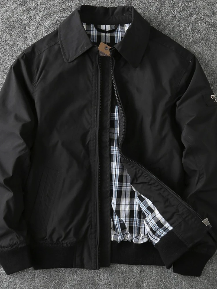 

Осень-зима, мужская повседневная двухслойная ветрозащитная куртка с воротником, однотонная деловая повседневная куртка свободного покроя, мужская модель одежды, стиль