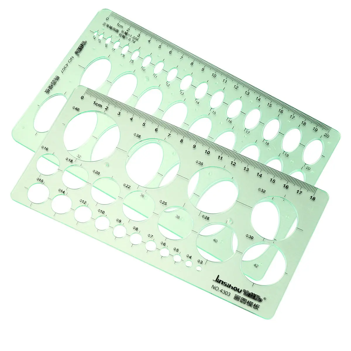 2Pcs Plastic Draft Rulers Geometric Template for Measuring Circles Ellipses Architecture Network Technique Math Learning Drawing