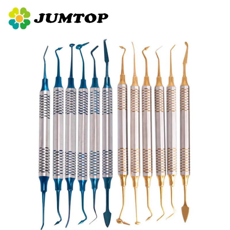 JUMTOP 6Pcs Dental Instrument Composite Resin Filling Spatula Filler Thick Handle Restoration Kit Dentistry Tool