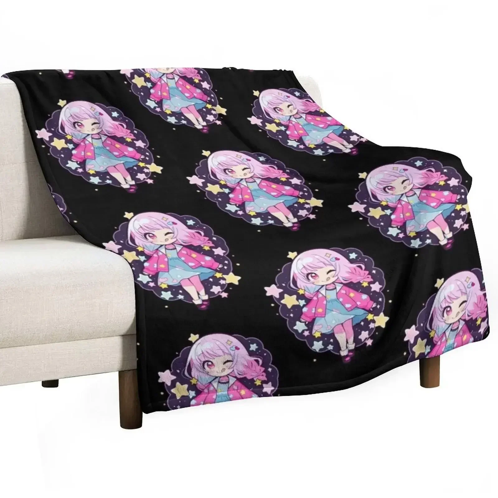 Project Sekai Shirt Emu Otori Cute Stars Kawaii Chibi Throw Blanket Luxury Brand sofa bed Softest Blankets