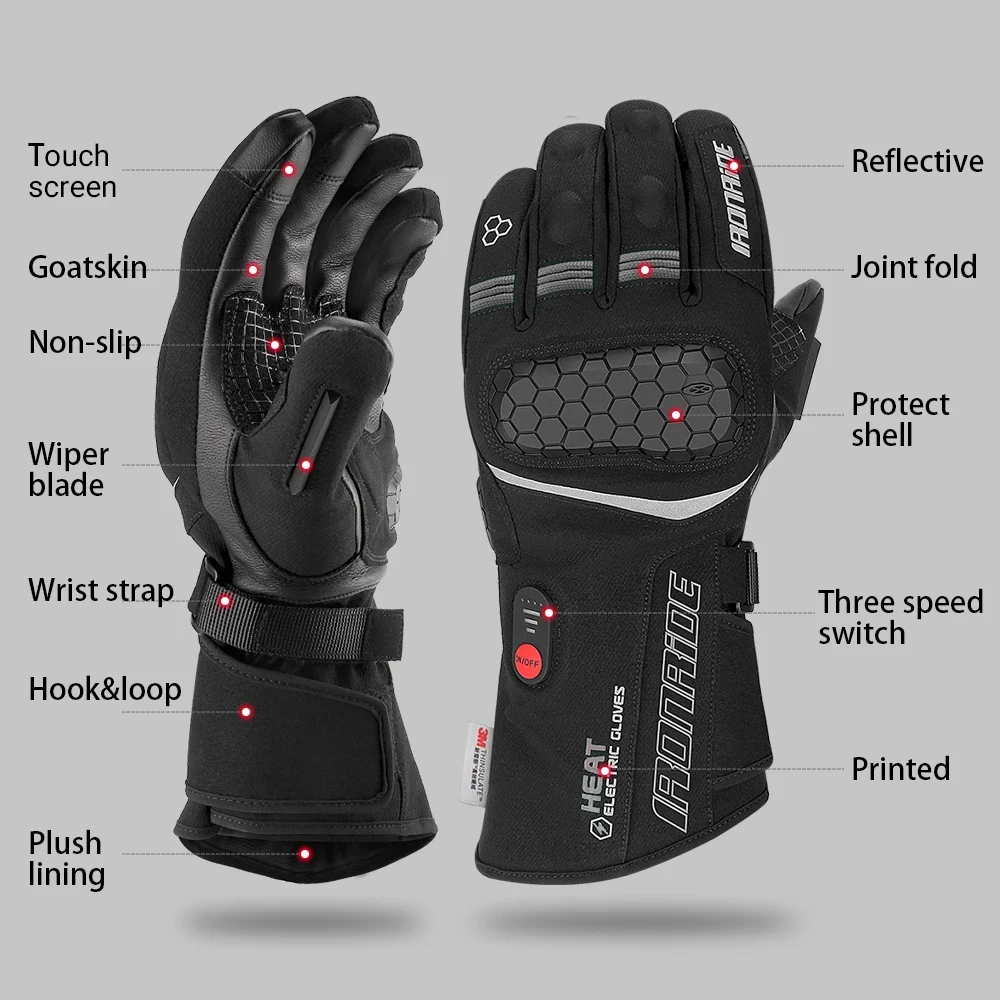 Guantes de autocalentamiento para deportes de esquí para hombres y mujeres, impermeables, guantes de calefacción para motocicletas, calefacción cálida de invierno, equipo térmico multicolor