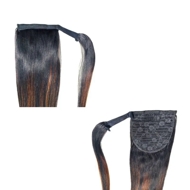 프리미엄 3단계 딥 브라운 리얼 헤어 브라운 포니테일 리얼 헤어 벨크로 포니테일 리얼 헤어는 고품질로 염색 가능합니다