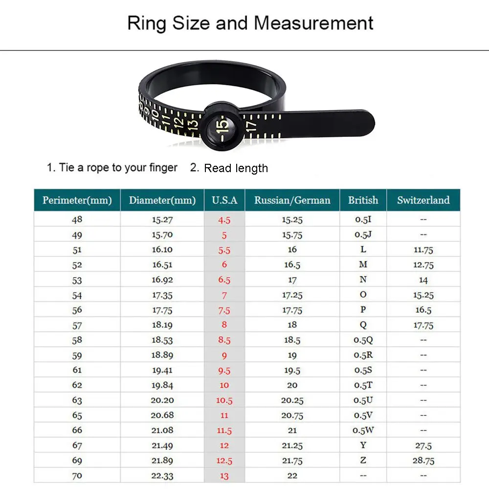 Black Plastic Ring Sizer Measure Sizes 1-17 Finger Gauge Genuine Tester Wedding Ring Band With Magnifier Jewellery Measure Tool