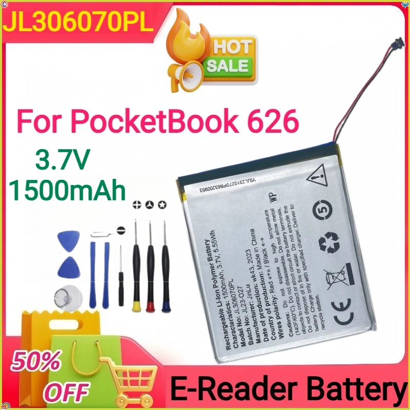 

New High-Quality 3.7V 1500mAh JL306070PL For Pocket Book 626 Ebook Replacement Battery+tools