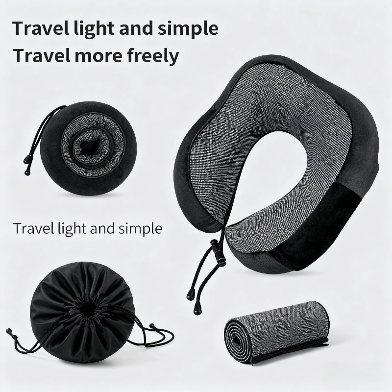Tragbares Reise-Nackenkissen, U-förmiges Kissen aus Memory-Schaum, Schnecken-Stil, Reise-Nackenstütze, verstellbare weiche Schlafkissen für die Mittagspause