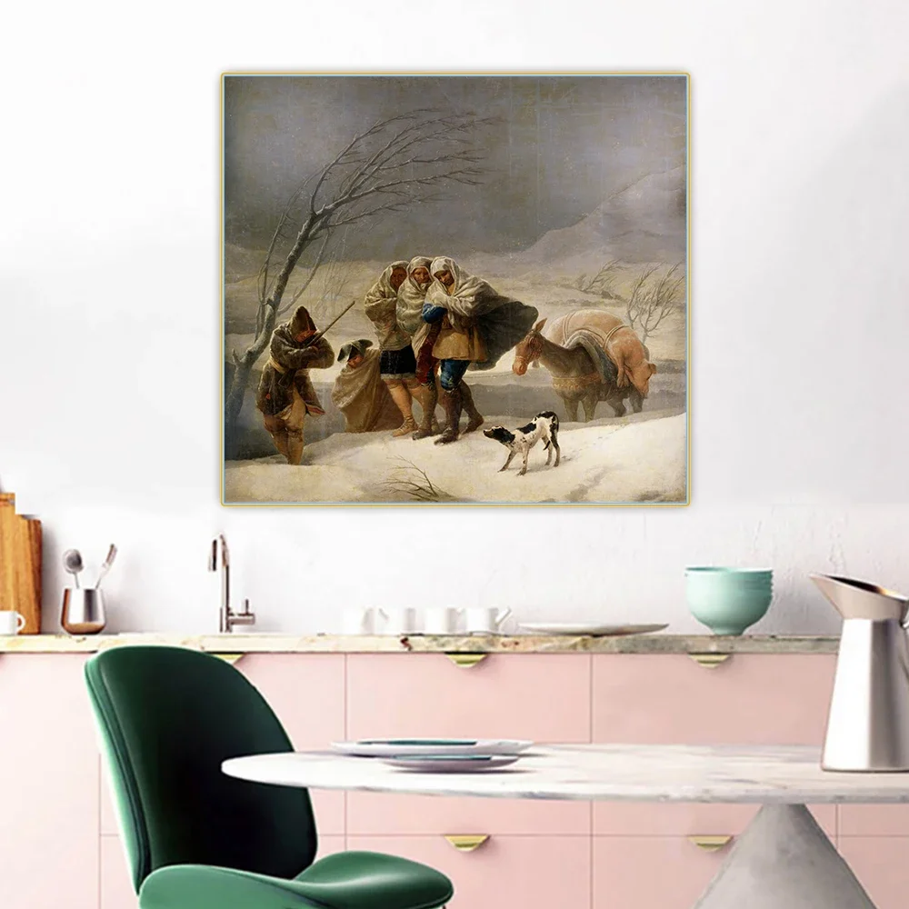 Citon Francisco Goya《Snowfall》Canvas Art Oil Painting World Famous Artwork Poster Picture Wall Background Decor Home Decoration