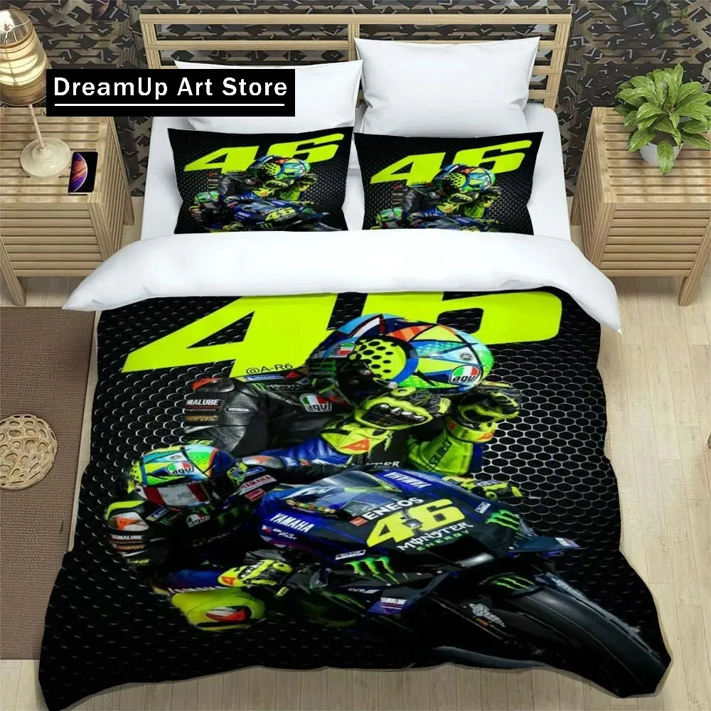 3D Print Motorcycle Fleet VR-46 Bedding Set Boys Girls Twin Queen King Size Duvet Cover Pillowcase Bed boys Adult Bedroom