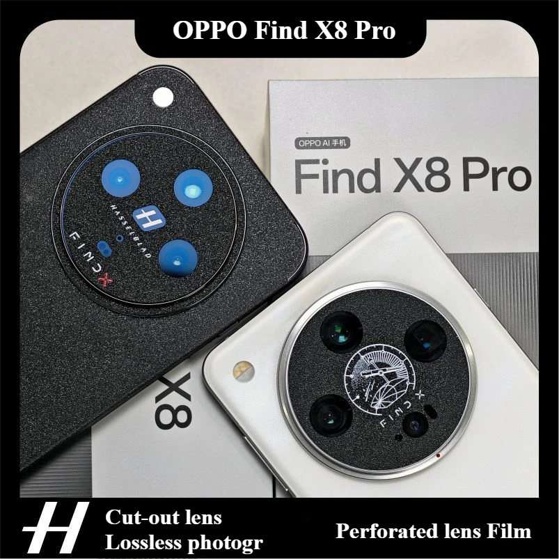 Lens Film For OPPO Find X8 Pro 3PCS Printed Matte Perforated Camera Film FindX8Pro Soft Sticker Creative Black Scratch Resistant