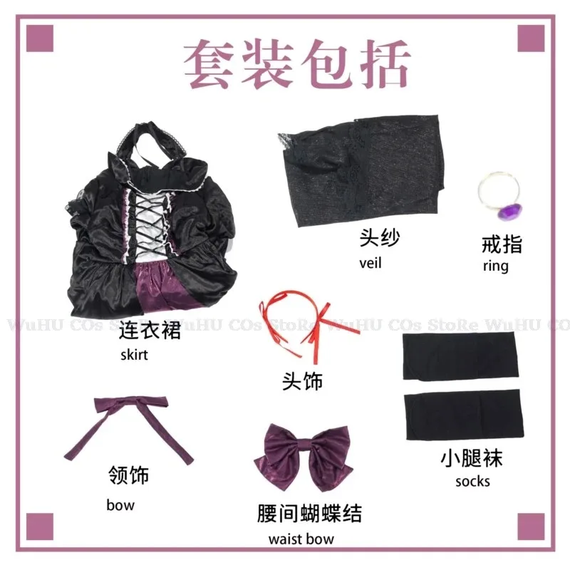 CyAnime Puella Magi Madoka Magica تأثيري Akemi Homura تأثيري الملابس شعر مستعار مجموعة الحجاب فستان أسود لوليت النساء حفلة الهالوين