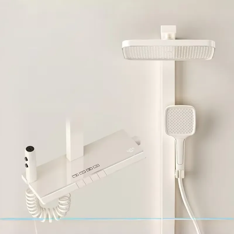 Copper Shower Head Set Column Douch Panel Filter Faucet Outdoor Mixer System Accessories Waterfall Rain Soft Thermostatic