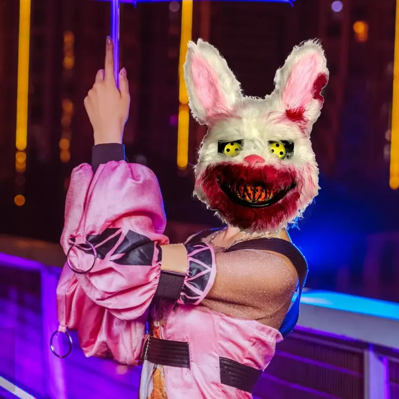 Scary Bear Rabbit Mask Halloween Cosplay Face Mask Party Make-up Cartoon Animal Head Cover Carnival Costume Masquerade Mask Prop