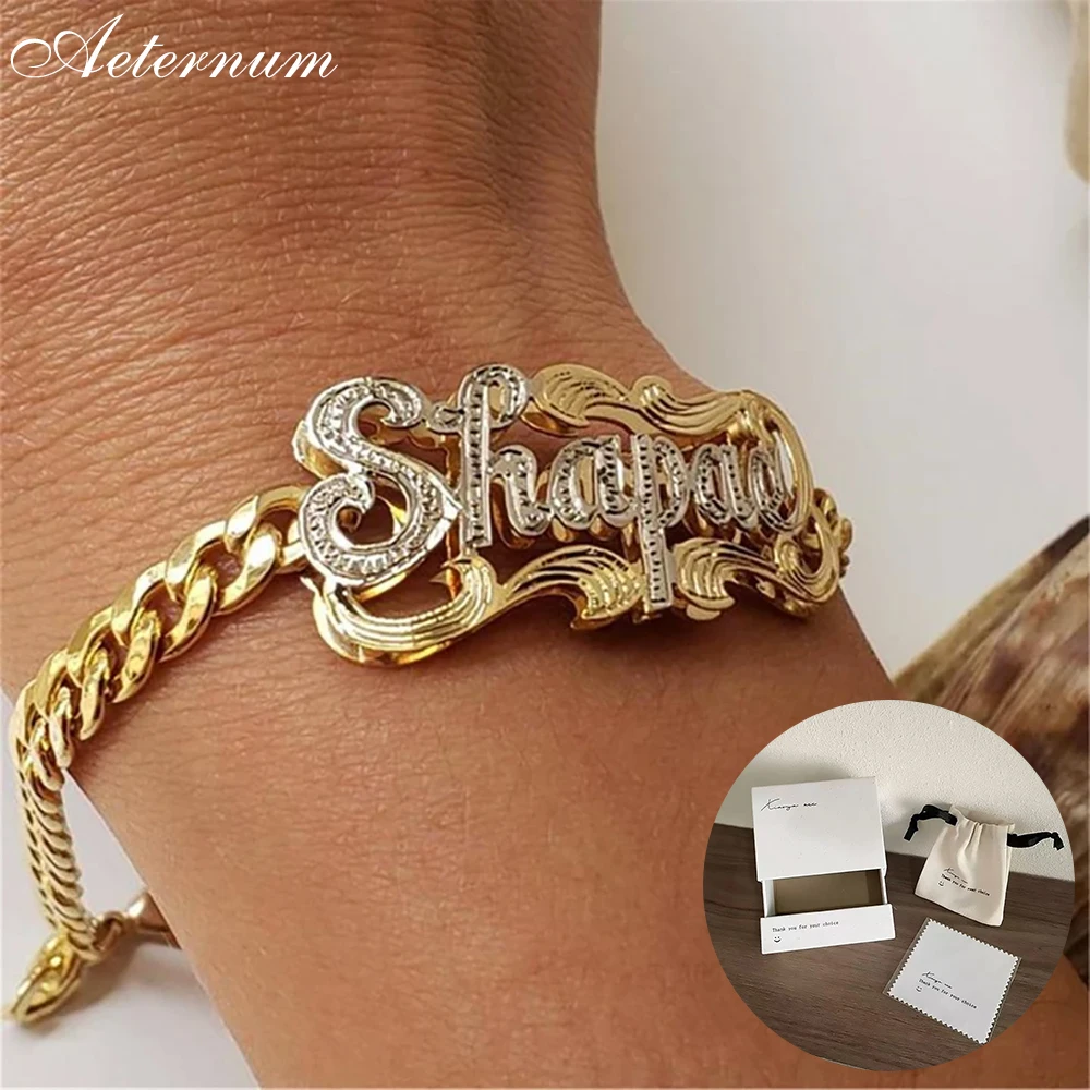 

Personalized Stainless Steel Dual-Layer 3D Name Bracelet Unisex Customizable Color Block Design Gift for Family And Lovers