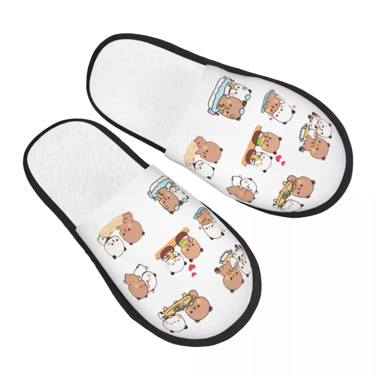 

Panda Bear And Brownie True Love Bubu Dudu Couple House Slippers Women Comfy Memory Foam Slip On Spa Slipper Shoes