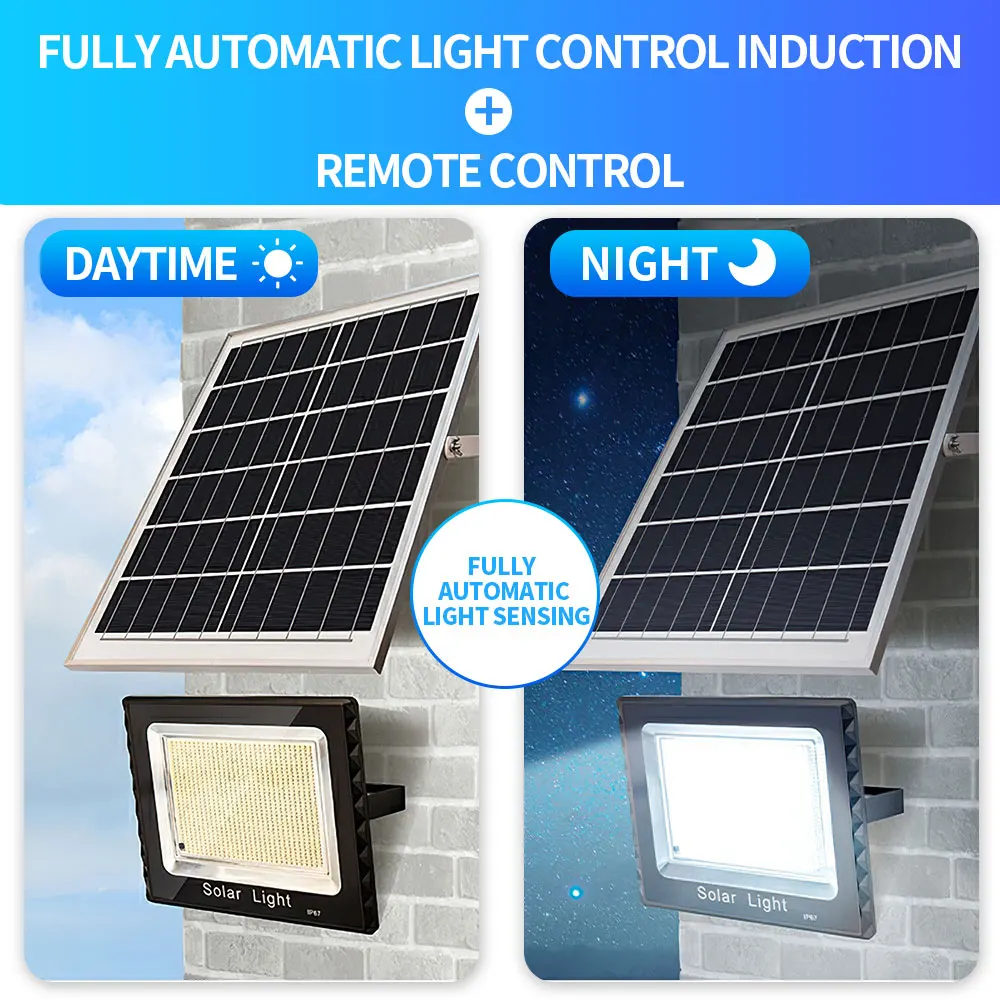 Lampu Dinding pisah tenaga surya LED, lampu banjir, lampu jalan luar ruangan, lampu keamanan Sensor gerakan, Remote Control, anti air