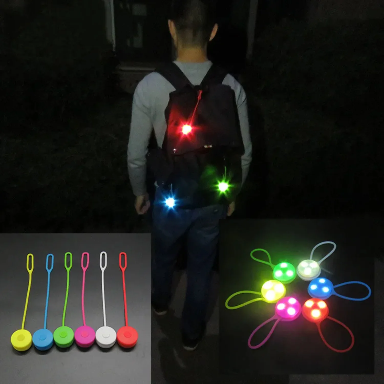 Popular Silicone Backpack Mini Bicycle Light  Night Riding Easily Bicycle Warning Light Rear  Taillight  Cycling Safety