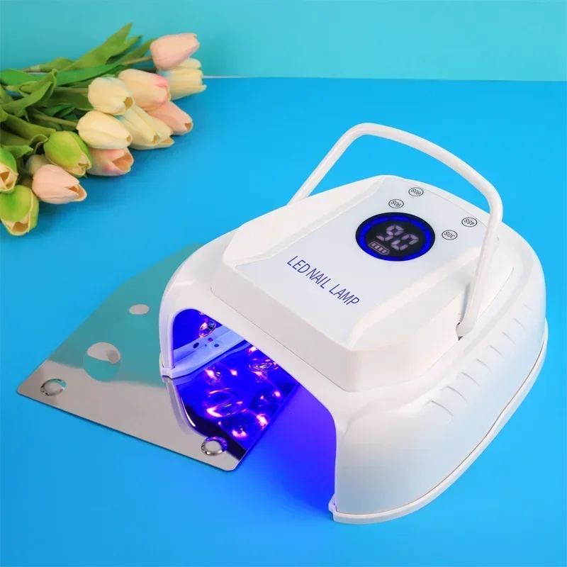 

2026 перезаряжаемая лампа для ногтей из алюминиевого сплава, черная портативная беспроводная УФ-светодиодная лампа для ногтей с аккумулятором 15600 мАч