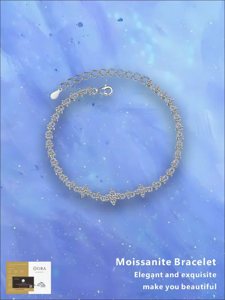 

Moissanite Sterling 925 Silver Bracelets Glamorous Gorgeous Female Jewelry Women Wedding Gift With GRA