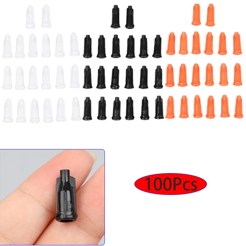 100Pcs Syringe Tips Caps Injector Dispenser Dispensing Needle Sealing Plug Syringe Cap Assortment for Storing Glue Stop Cap