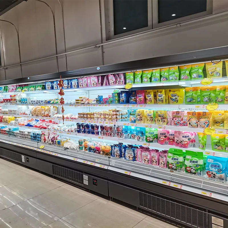Customized Supermarket Open Chiller Multideck Upright Air Curtain Display Refrigerator for Vegetables Dairy System