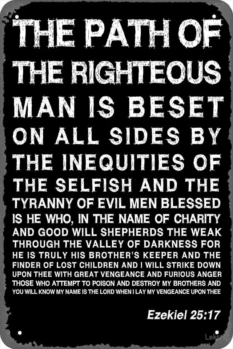 Metal Sign - Ezekiel 25:17 White Tin Poster 12 X 8 Inches sign